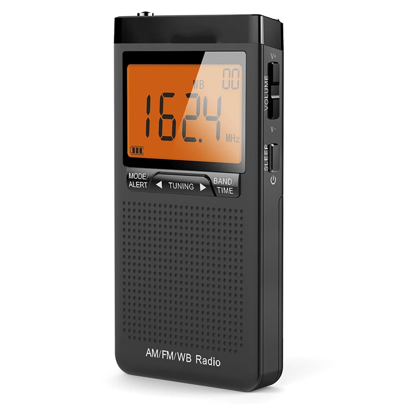 Protable Pocket Radio Am Fm NOAA Weather Radio Emergency Handheld Radio with Alarm Clock Radio Receiver With Weather Warning