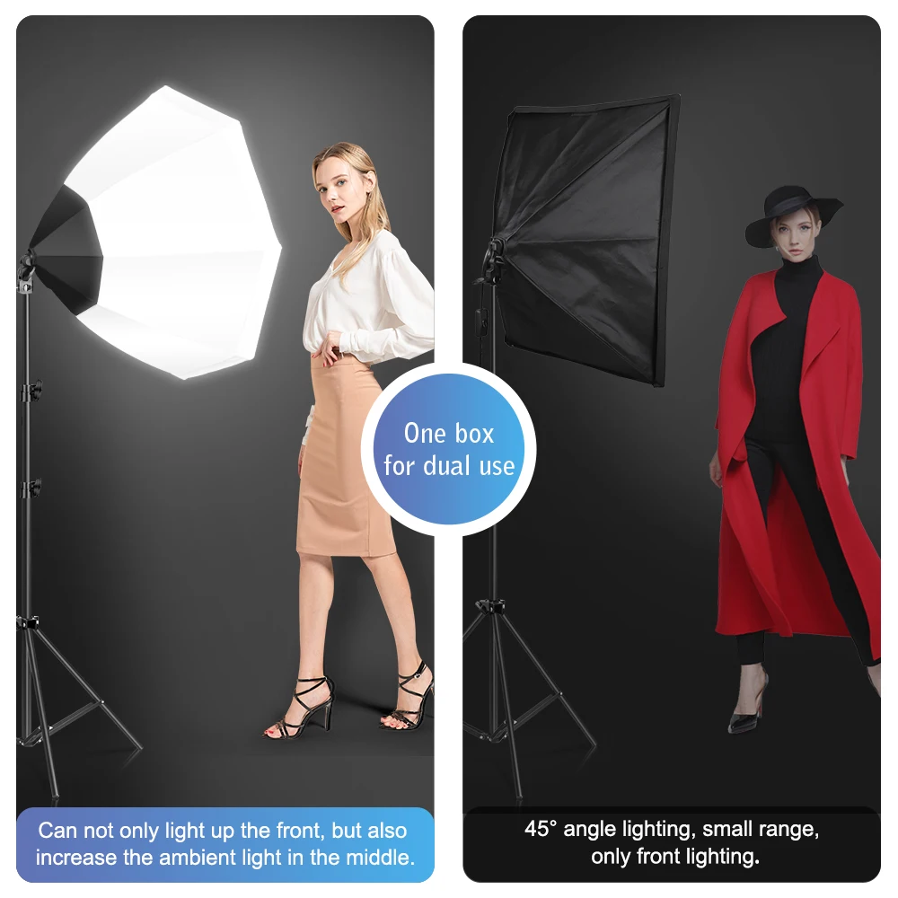 Photography Octagonal E27 Lamp Holder Soft Box Lighting Light Kit LED Bulb With Light Stand Tripod for Photo Studio Shooting