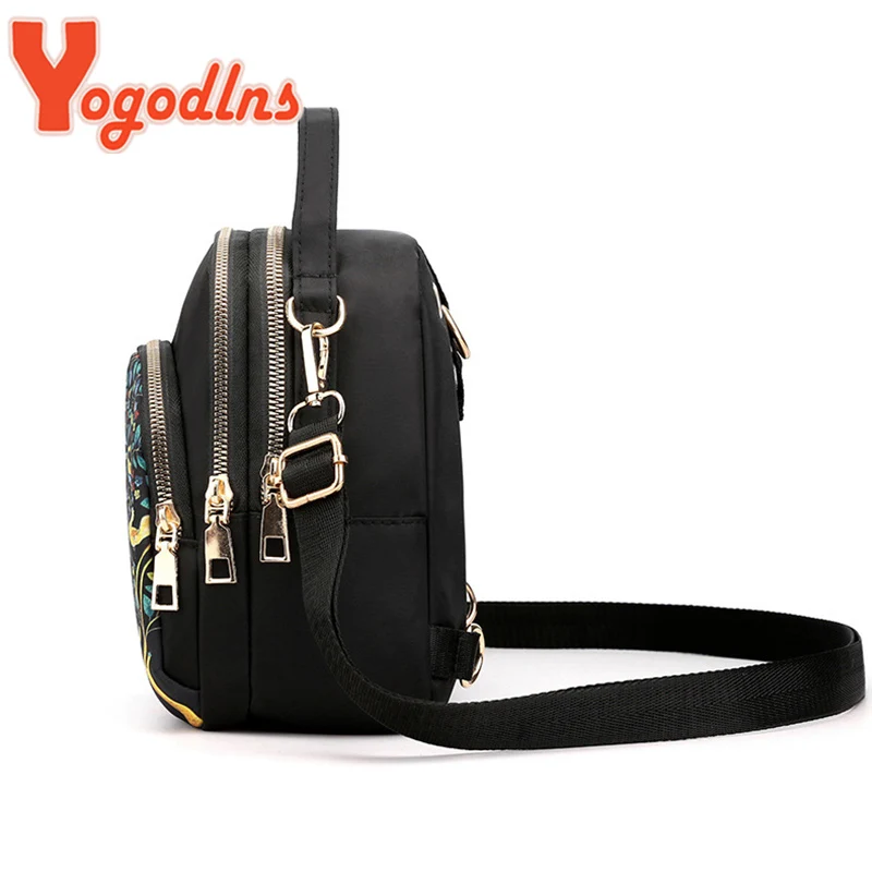 Yogodlns Trendy New Nylon Backpack For women Multifunction Shoulder Crossbody Bag Printing Waterproof Rucksack Travel Lady Pack