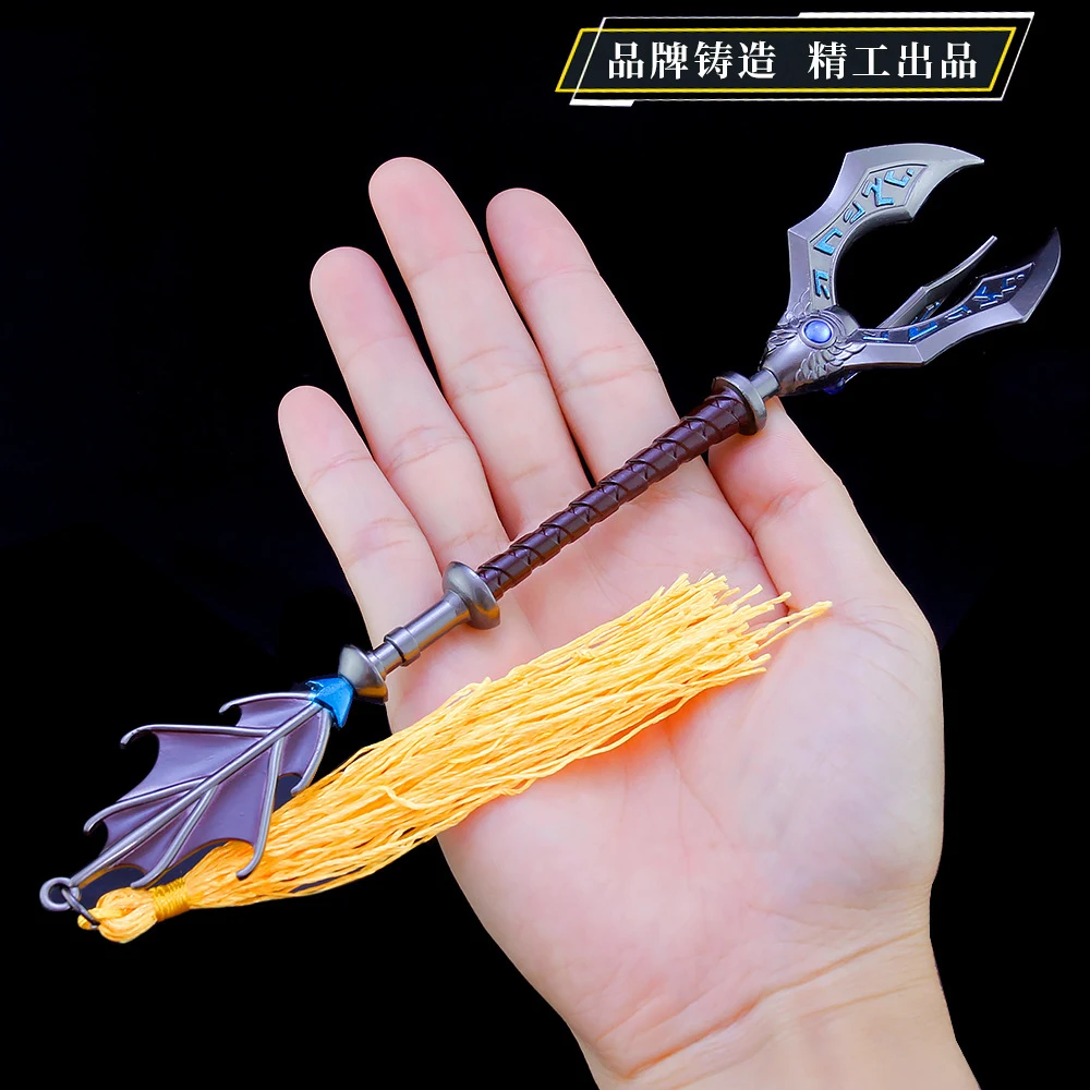 20cm The Tidal Trickster Fizz Weapon Model Keychain with Tassels Hot Game League of LOL Legends Spear Keychain For Fans Gifts