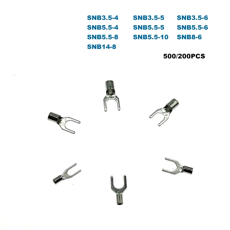 

Обжимные клеммы 500/200 шт., электрические наконечники для шнура, концевой провод, соединитель кабеля SNB3.5/5,5/8/14, наконечники 14-6AWG 2,5-16 мм2