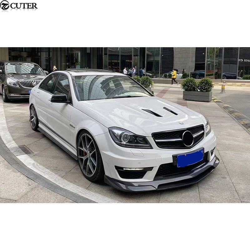 W204 Real C63 507 Amg r Style Carbon Fiber Car Front Bumper Spoiler Lip for Mercedes Benz W204 C63 Splitter Body Kit 12-14