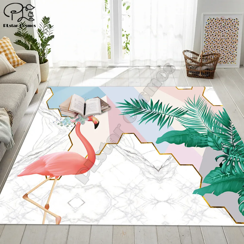 Flamingo pattern carpet Square Anti-Skid Area Floor Mat 3D Rug Non-slip Mat Dining Room Living Room Soft Bedroom Carpet