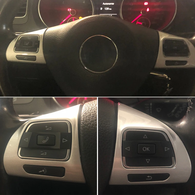 Car Steering Wheel Controls Button Trim Cover Sticker For VW Passat B7 CC EOS GOLF 6 MK6 Volkswagen Jetta Tiguan Touran Sharan view 3