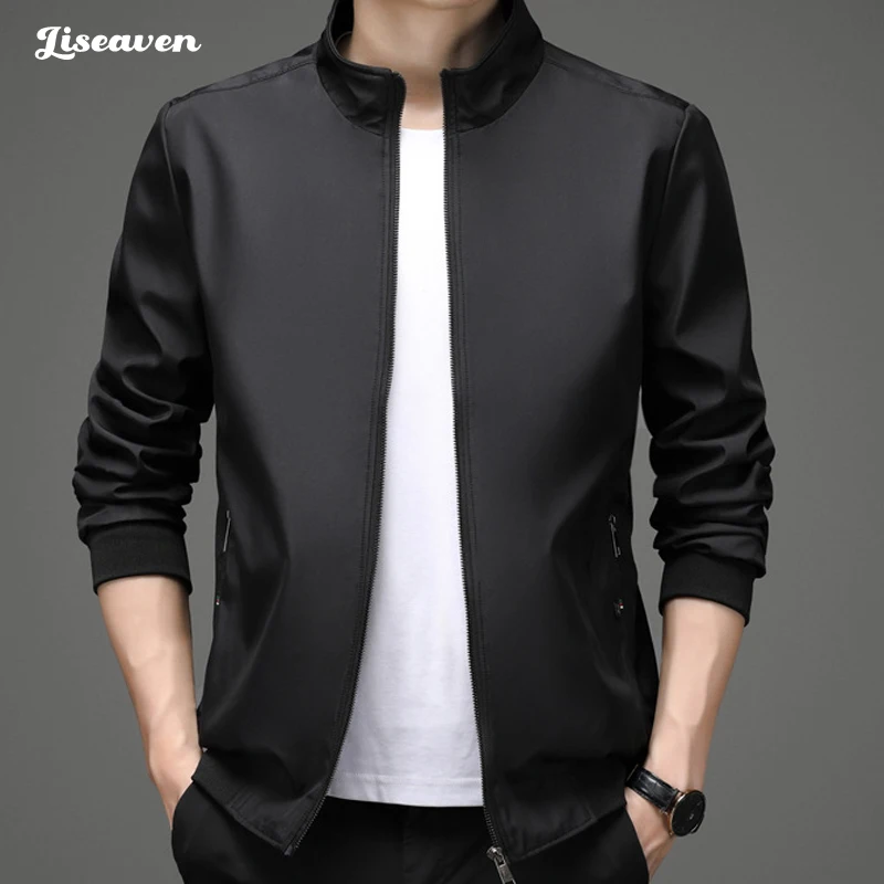 Liseaven Spring Autumn Men's Jacket Casual Solid Fashion Slim Bomber Jacket Men Overcoat New Arrival Baseball Jackets