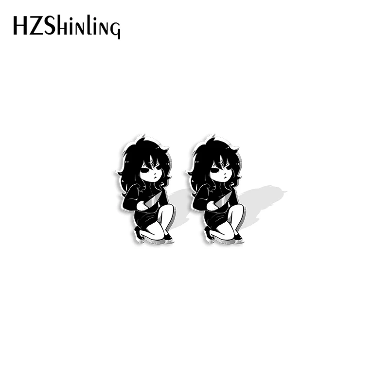 2021 New Jane and Jeff the Killer Stud Earring Horror Movie Acrylic Resin Earrings Epoxy Handmade Jewelry Gifts Girl