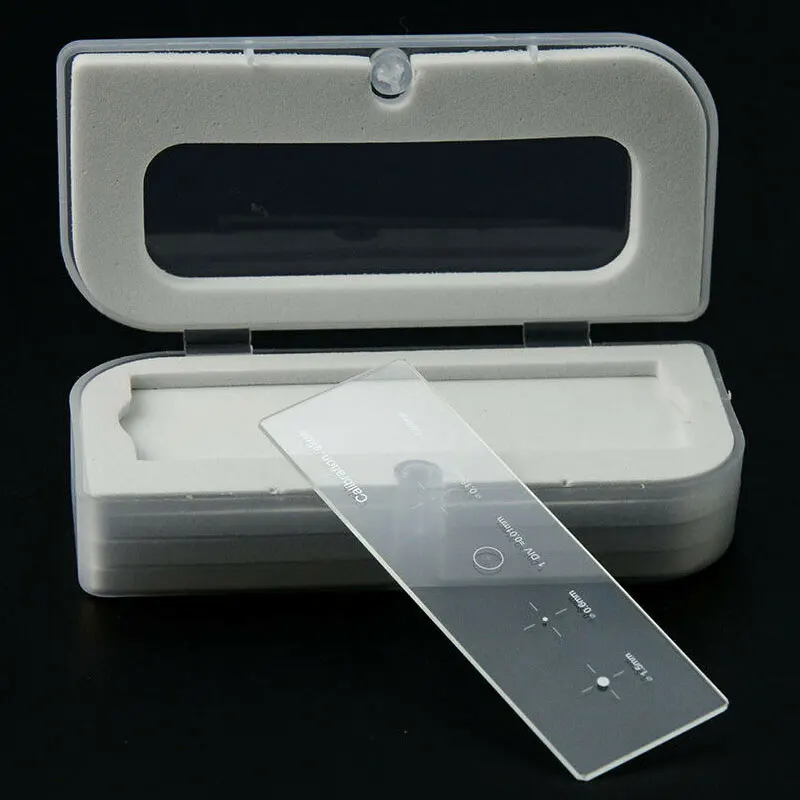 Microscope Stage Calibration Glass Slide Micrometer with 0.01mm Cross and Four dots 1.5mm/0.6mm/0.15mm/0.07mm