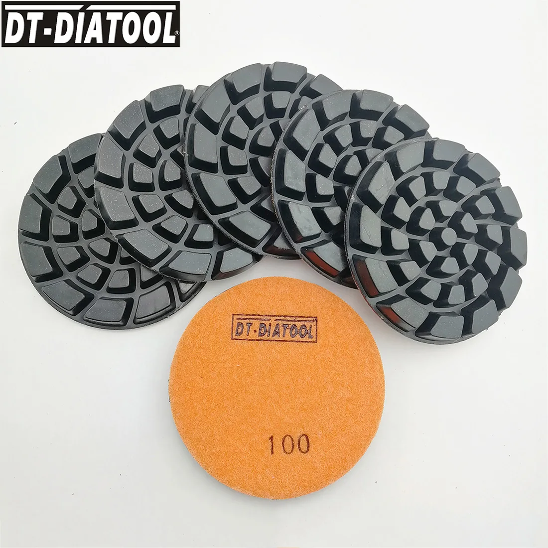 DT-DIATOOL 6 pz Dia 100mm/4 "Mix Grit addensato tampone per lucidatura in calcestruzzo legante in resina dischi abrasivi per calcestruzzo diamantato pavimento rinnovare Pad