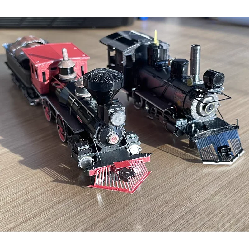 Diecast 19cm long Metal hand diy 3D assembly model New Handmade Mine Forest Locomotive Adult Decoration Gift Static Display