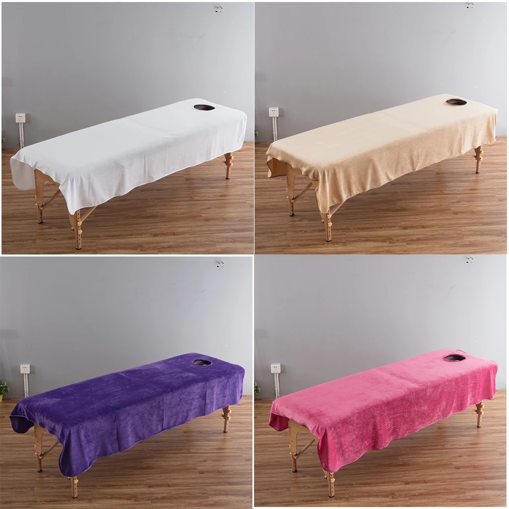 

Crystal Velvet Beauty Massage Table Sheet Facial Bed Cover with Face Hole salon sheets SPA massage bed table cover sheets