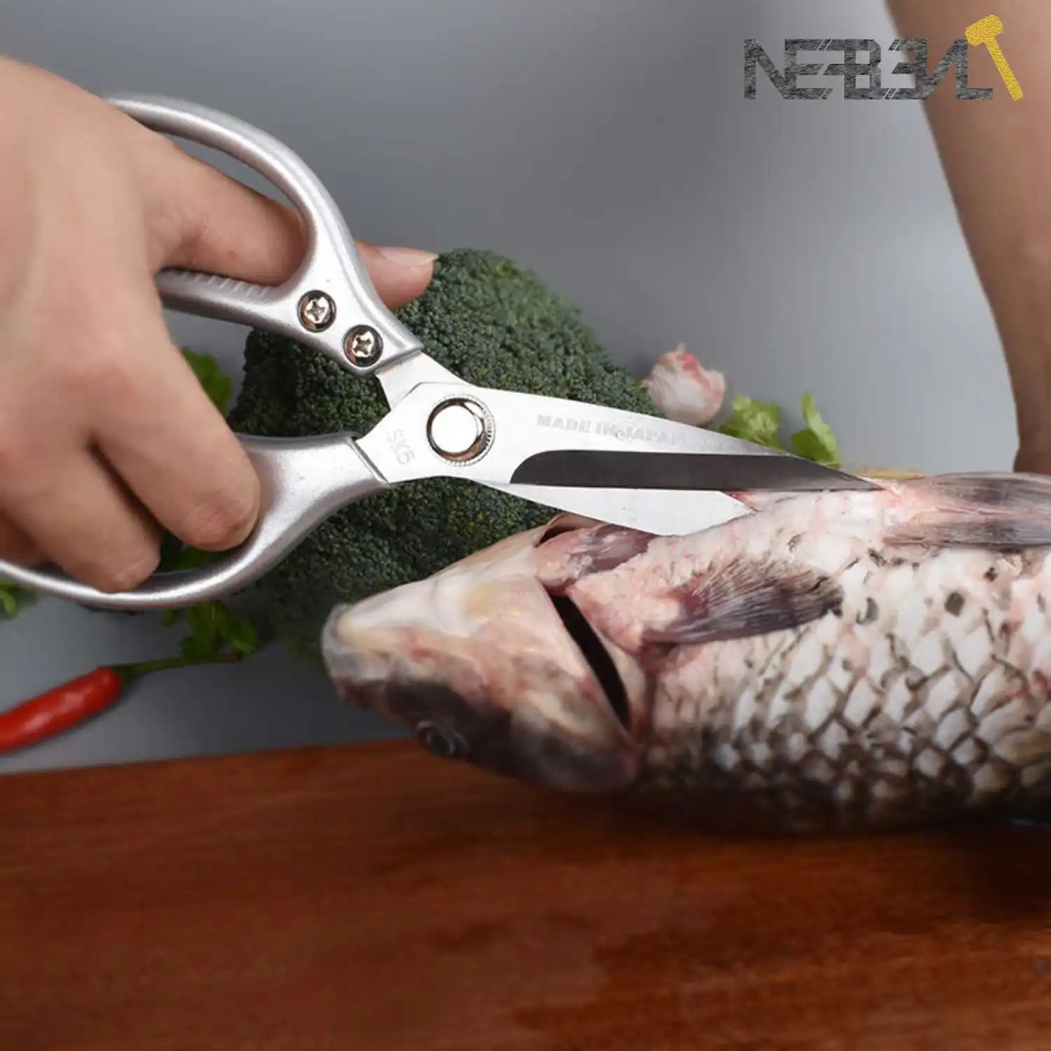 Nefbenliキッチンはさみステンレスヘビーデューティのため切断鶏牛肉家禽魚肉野菜はさみ目的