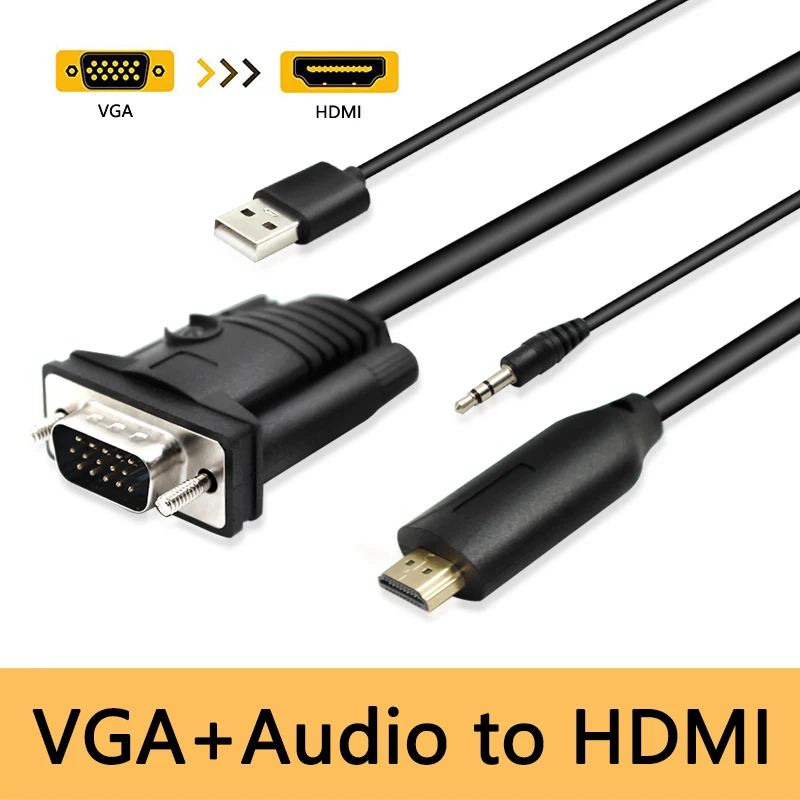 

VGA Male to HDMI Male Adapter Converter Cable With 3.5 mm Audio Output 1080P VGA to HDMI for PC laptop to HDTV Projector ps4