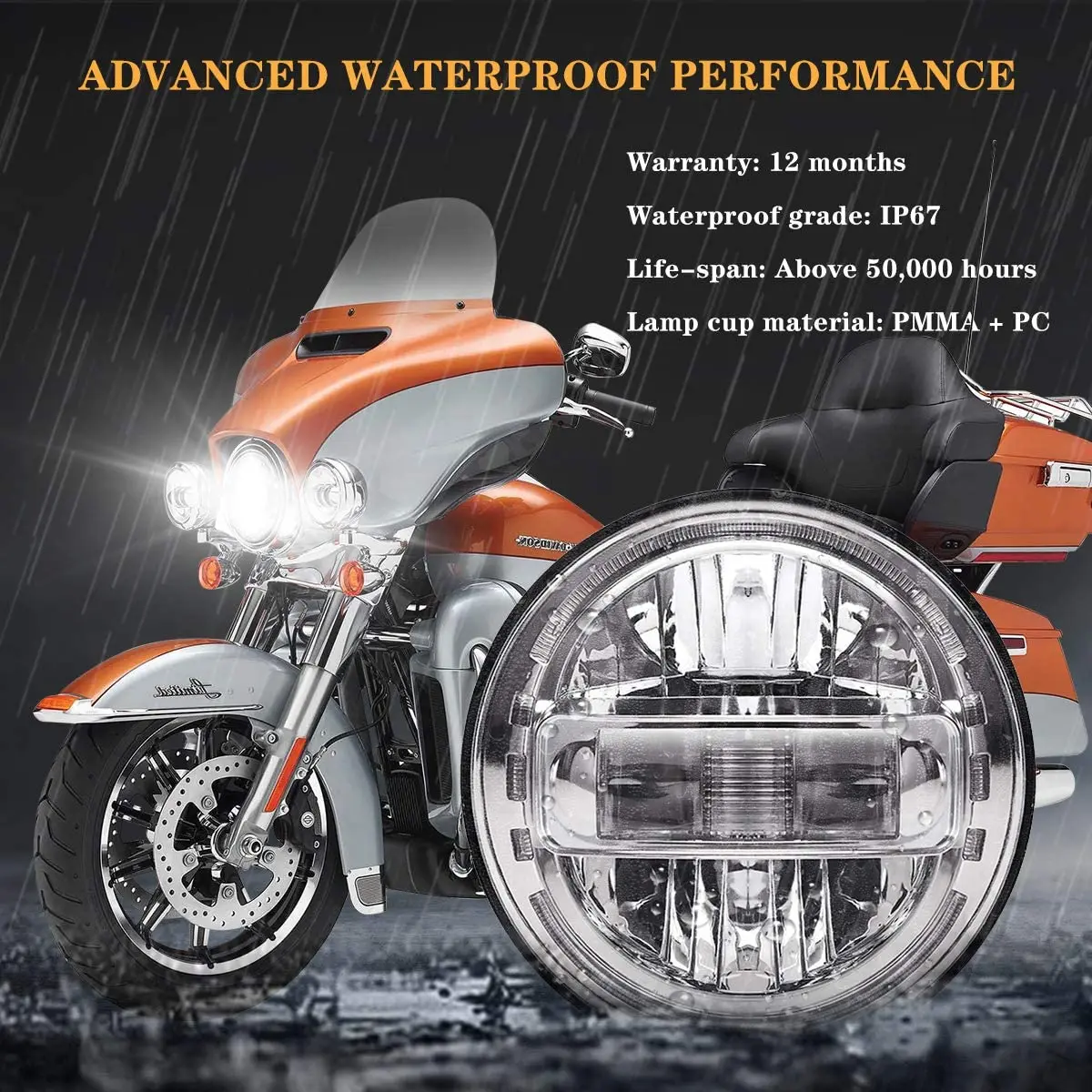 7 Inch LED Headlight Beam DRL For Harley Touring,Road King,Street Glide Special,Fat Boy 4.5 inch Fog Lights With Halo Angle Eyes