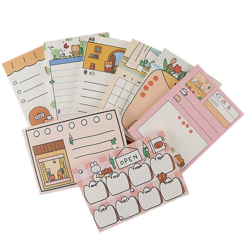 SIXONE 50 Sheets Cartoon Girl Memo Pad Korea Student Diary Stationery Plan paper Kawaii notebook office & school supplies