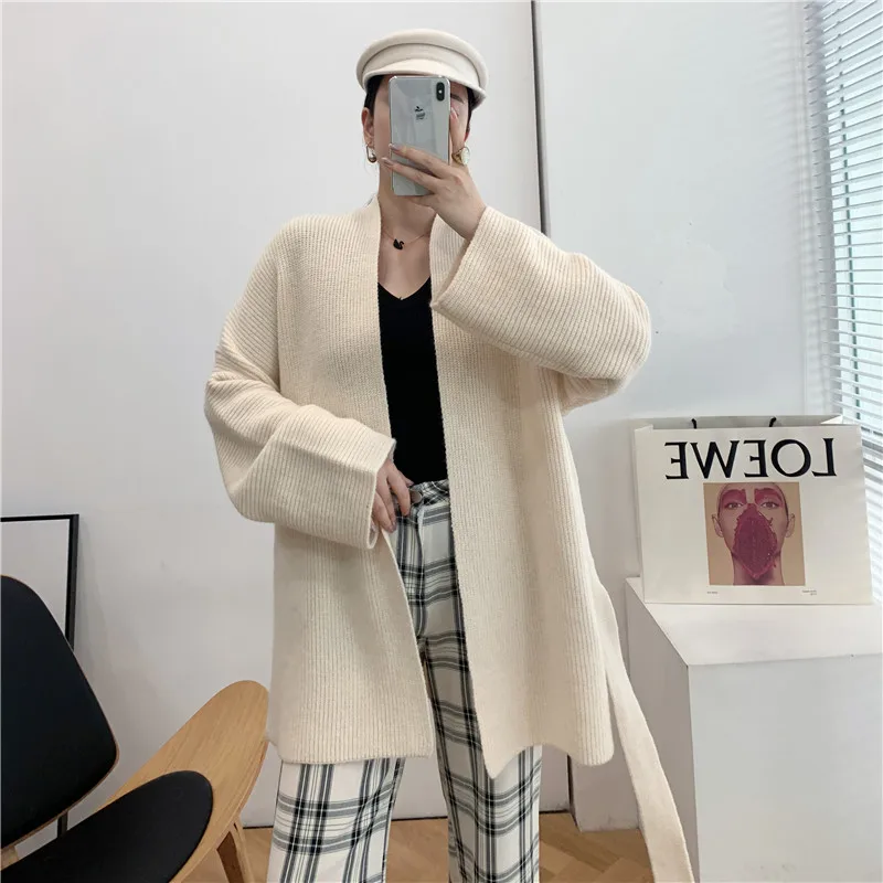 [ZAYAU]Autumn and Winter Red Temperament Celebrity Lapel Versatile Sweater Design Feeling Waist Strap Knitted Cardigan Coat