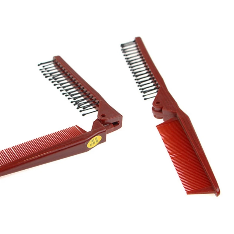 المحمولة السفر للطي فرشاة الشعر المدمجة جيب الشعر مشط مزدوج الرأس مكافحة ساكنة أمشاط للنساء الرجال