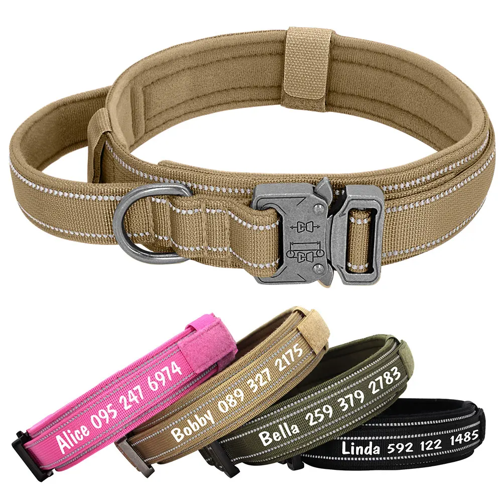 Custom Nylon Dog Collar Military Tactical Dog Collar Duarable Reflective German Shepard Medium Large Dogs Collars Pet Supplies