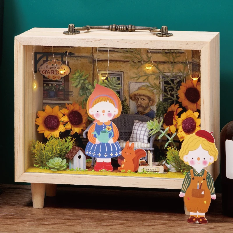 

Cutebee DIY House Wooden Frame Miniature Doll Houses Miniature Dollhouse Furniture Kit with LED Toys for children Christmas Gift