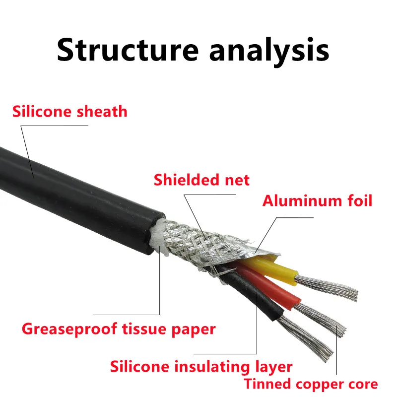 Silicone shielded sheathed cable wire 22 20 18 17 15 13 11 9 AWG 2 3 4 5 6 8 core anti-interference soft signal wire power cable