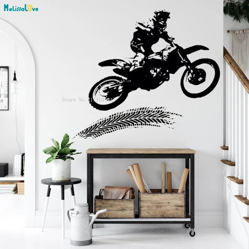 Leap Over Obstacles Motocross Wall Sticker Motorcycle Dirt Bike Sport Man Room Decor Fierce Racing Skills Stuffed Poster YT3676