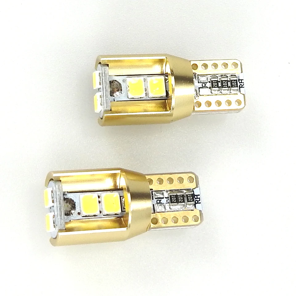 2Pcs Golden W5W T10 LED Car LED Light High Bright Auto Canbus Clearance Lamp Bulb 6Chips SMD LED Dome Light Reading Light 12V