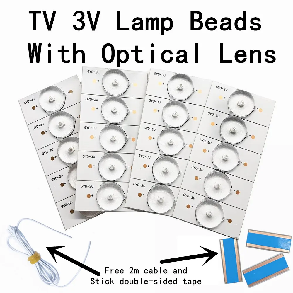 30 Buah Manik-manik Lampu SMD 6V 3V Kualitas Tinggi dengan Fliter Lensa Optik untuk Perbaikan TV LED 32-65 Inci CL-40-D307-V3 100% Baru