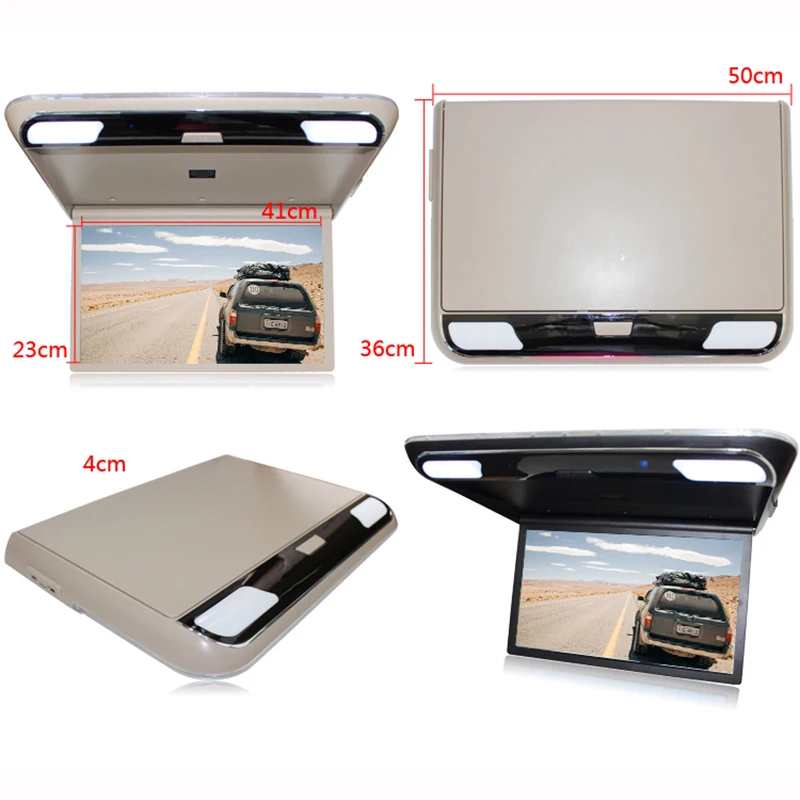 19 Inch Car Monitor  HD LCD Screen 1080P MP5 Car Video Player Auto Ceiling TV Roof  Mount Display HDMI/FM/Speaker/Mirror Link