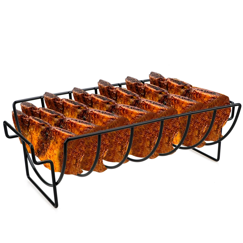 Steak Rack Holders Stand Roasting Rib Rotisserie Barbecue Grill Rack Non-stick For Household Outdoor Camping