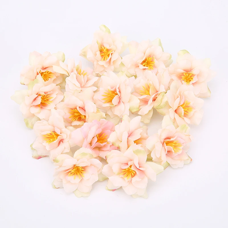 Silk Rose 5cm Artificial Flower Head Orchid For Wedding Decor Party DIY Wreath Christmas Scrapbooking Craft Fake Flower Garland