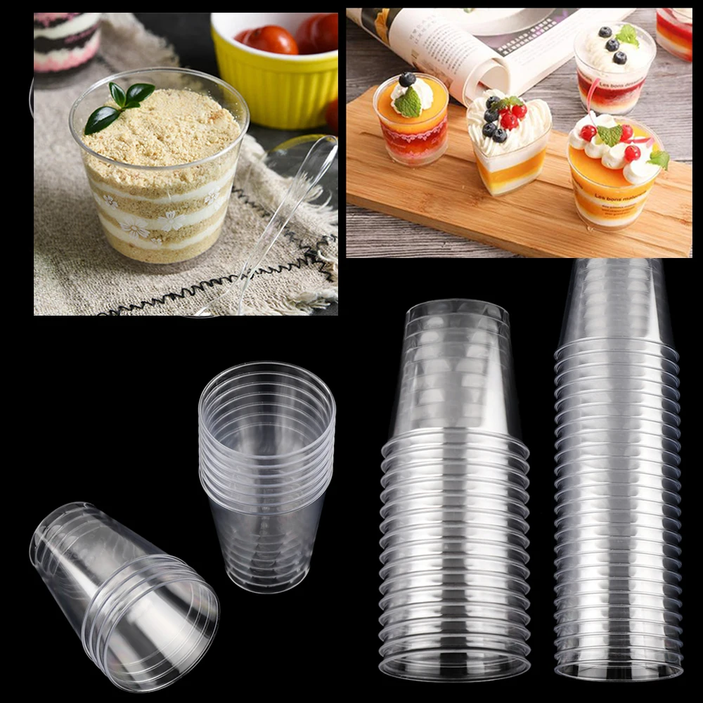 Moule en plastique transparent réutilisable pour dessert au poulet, boîtes à pudding rondes, tasse à muffins pour gâteau Chi, outils de cuisine pour boissons, 50 ml, 90ml