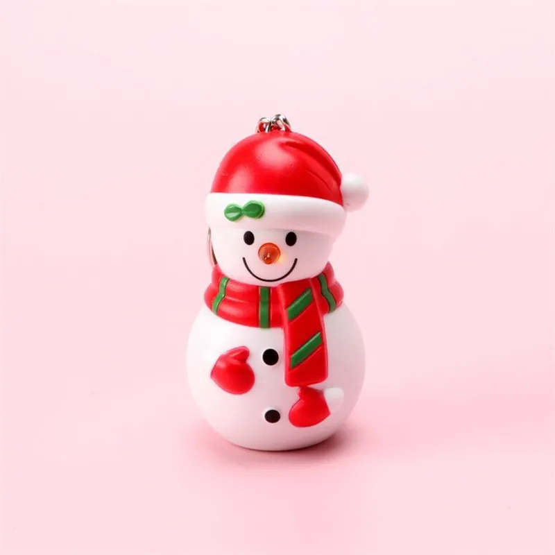 10Pcs Cute Santa Claus Led Light Keychain Snowman Tree Pendants Hanging Keyring Cartoon Christmas Children Gift Toys