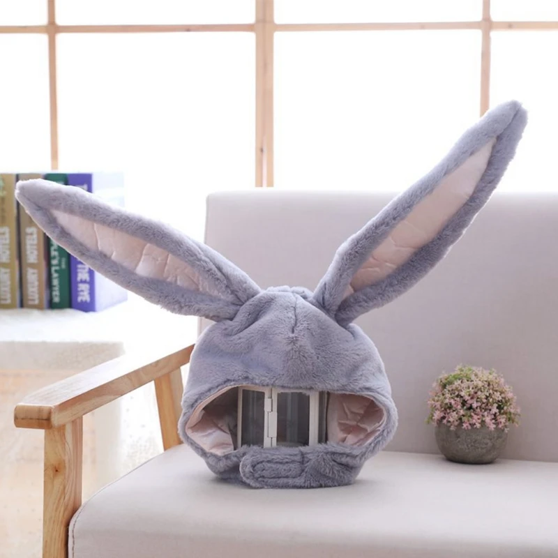 Funny Plush Bunny Ears Hood Hat Rabbit Eastern Cosplay Costume Headwear Props