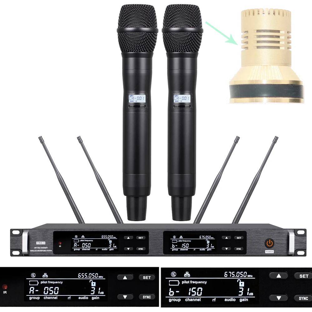 

ULXD4D UHF 300 Channel Stage Performance Karaoke Wireless Microphone System SKM9000 Handheld Head BeltPack Transmitter