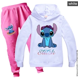 Stitch Tops+Pants 2Pcs Set Girl Boys 2-15Y Children Cartoon Anime Suit Autumn Spring Clothes Kids Baby Tracksuits