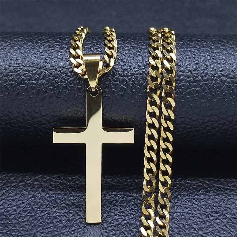 Chrześcijański hip-hopowy naszyjnik ze stali nierdzewnej z Jezusem Krzyż dla kobiet Mężczyźni Naszyjnik w kolorze złotym Biżuteria collier croix
