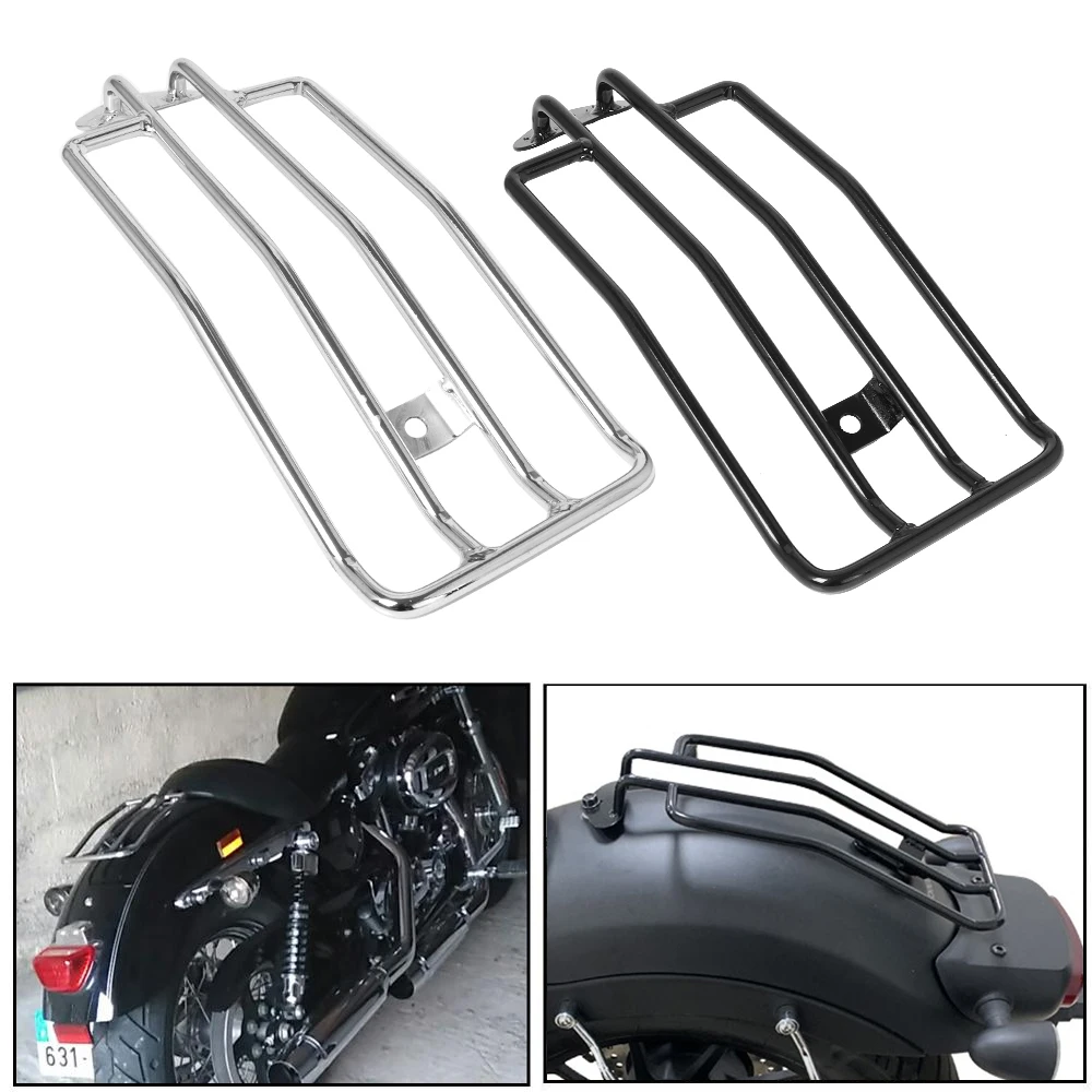 Motorcycle Black / Chrome Rear Solo Seat Luggage Rack Carrier Support Shelf For Honda Shadow Aero 750 2003 2004 Harley Sportster