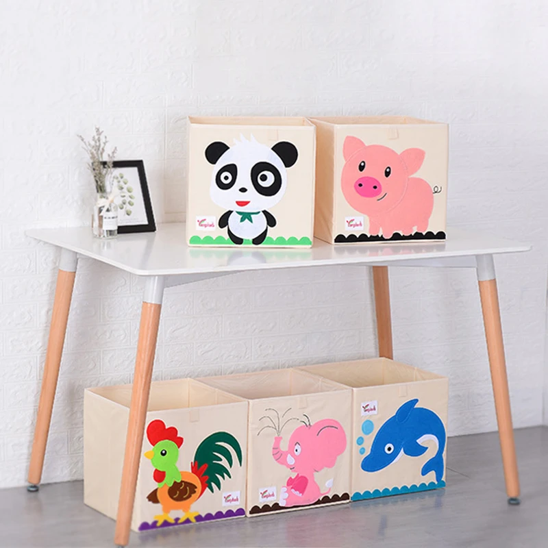 Children Home Cube Storage Box Cartoon Animal Folding Storage Bins Wardrobe Drawer Clothes Basket Kids Toys Sundries Organizer