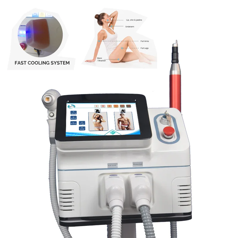 Newest 2in1 Diode Picosecond Tattoo Removal Laser Machine 1200w  808nm 755nm 1064nm Hair Removal Equipment 2 in 1 newest ultrasonic lifting beauty machine anti aging wrinkle removal vibration massage apparatus homeuse for body face eye