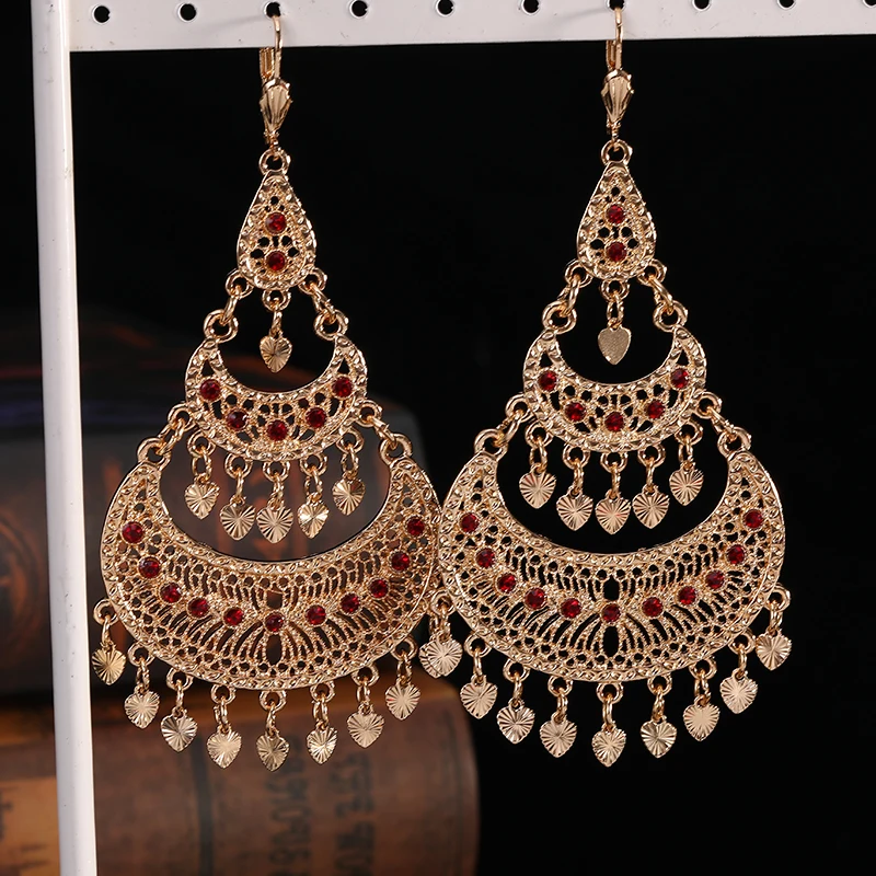 Boucles d'oreilles en alliage marocain pour femmes, boucles d'oreilles à crochet français, élégantes, fête de mariage, accessoires préférés, mode