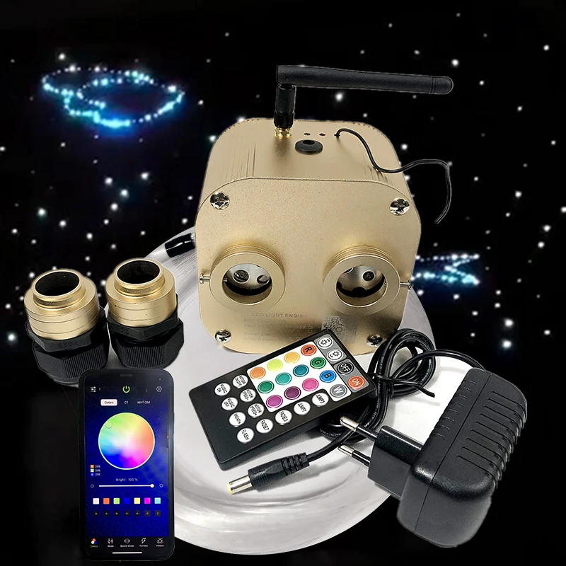 

Optic Lighting Smart APP Twinkle Fiber Light engine RF control Optic Cable Starry Effect Ceiling Double Heads Lights lamp Key