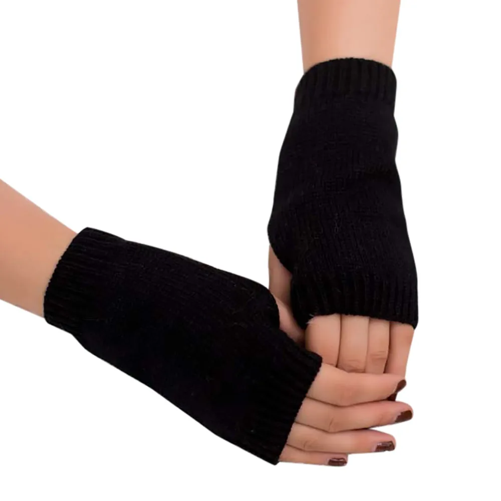 Sagace Mittens 2020 Winter Knitted Arm Fingerless Warm Gloves Solid Color Fingerless Soft Gloves For Women Girl Keep Hands Warm