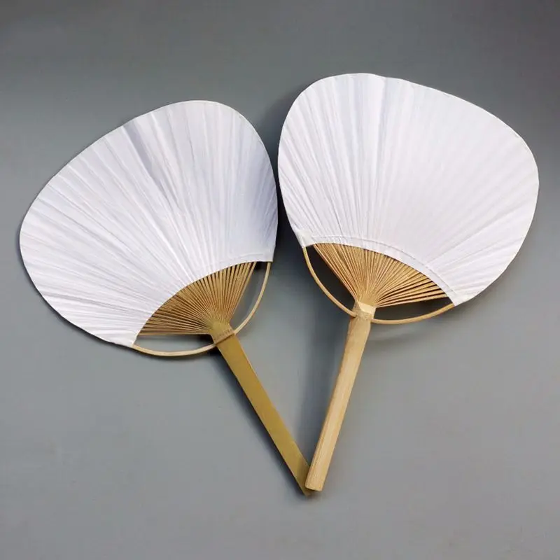 Diy fan Wholesale Pai pai bambu Pure white bamboo handle blank calligraphy painting blank group fan white fans summer fans weddi