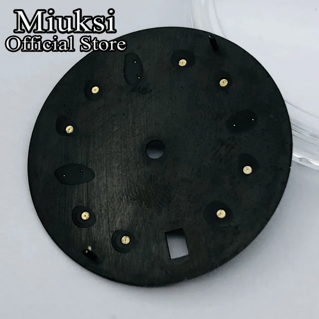 Miuksi 28.5mm black white blue gray green watch dial luminous dial fit NH35 movement