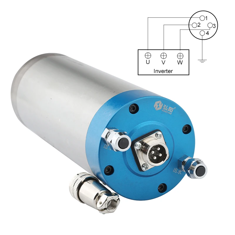 CNC Spindle Motor 2.2 Kw ER20 Water-Cooled Spindle 4 PCS Bearing 24000rpm Diameter 80mm, Used For CNC Router Engraving Machine