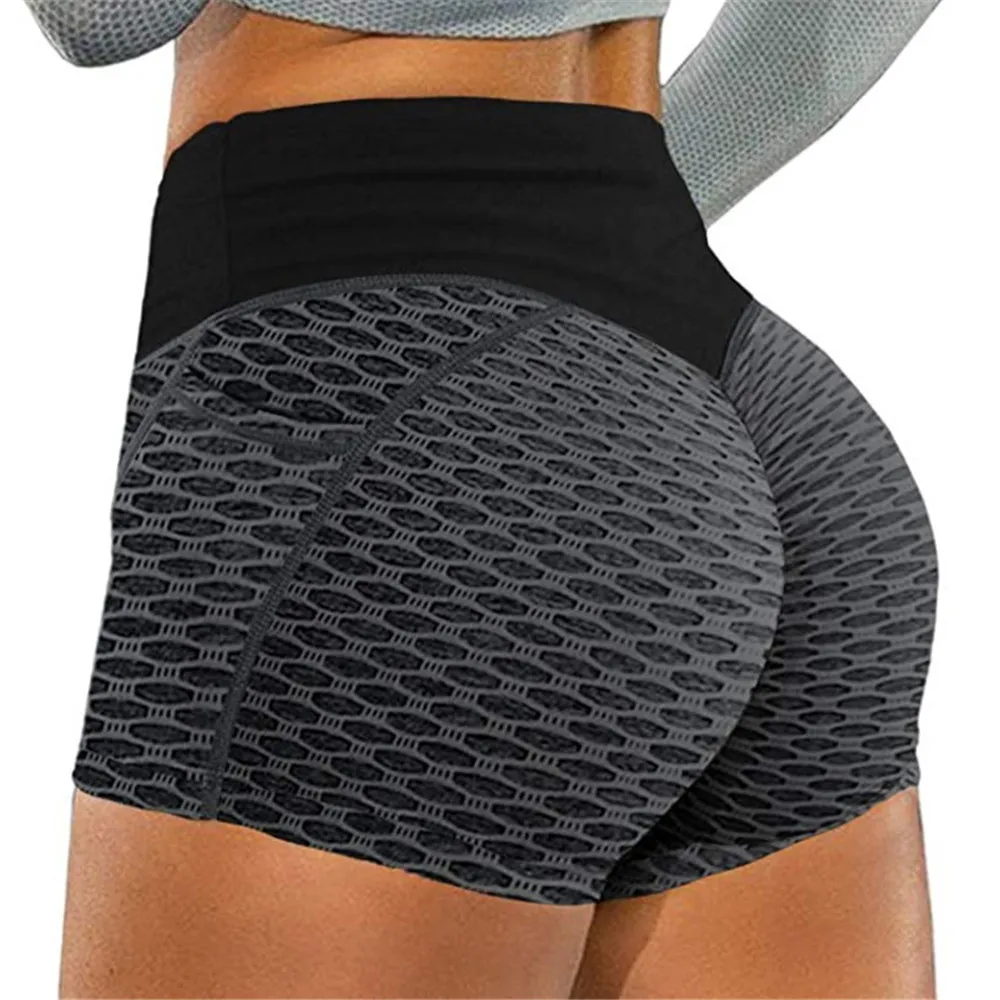 Women Seamless Short Leggings Skinny Fitness High Waist Shorts With Pocket Gym Sport Bubble Butt Push Up Female Summer Leggings