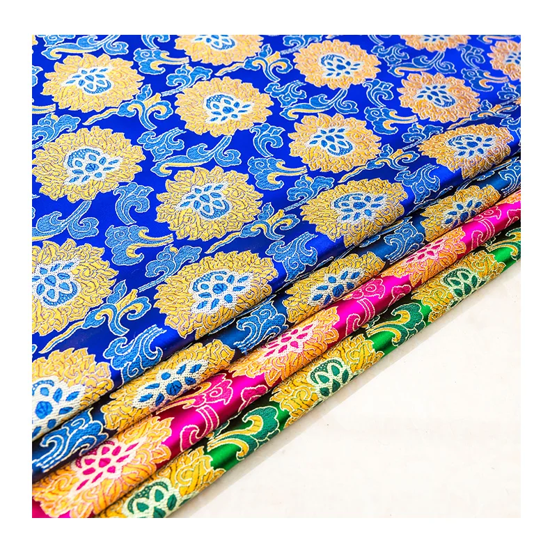 Silk brocade jacquard fabric material is suitable for sewing cheongsam and kimono garment fabric