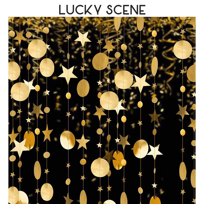 4m Mirror Paper Star Round Garland Flash Banner Happy Birthday Decoration Adult Boy Girl Baby Shower Christmas Decoration S01199