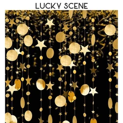 4m Mirror Paper Star Round Garland Flash Banner Happy Birthday Decoration Adult Boy Girl Baby Shower Christmas Decoration S01199