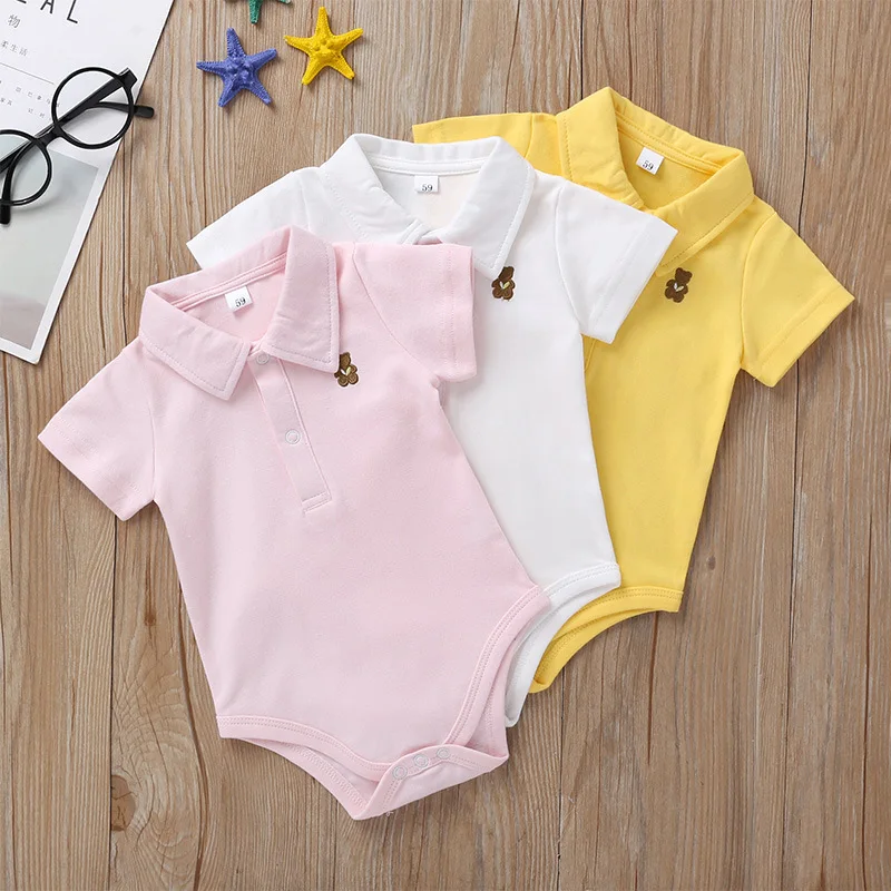 Newborn Baby Boy Girl Romper 0-12 Months 2024 Summer Solid 3 Colors Polo Infant Baby Clothes jumpsuit new born Bebies Roupas