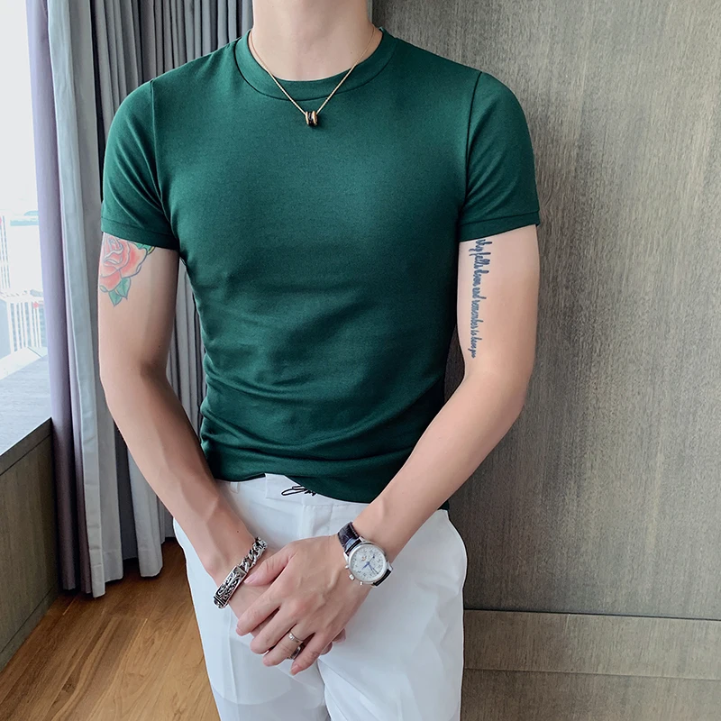 casual dress t shirts for men 100% Cotton Men's T-Shirt Casual Summer O-Neck